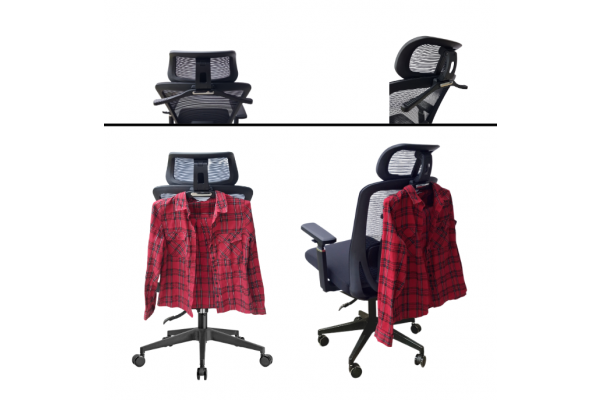 Fotel biurowy K24 PROBALANCE CZARNY zgodny z normami BHP z wieszakiem, pełna regulacja